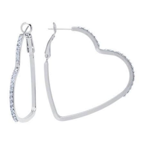 Believe By Brilliance Heart Hoop w/ Genuine Crystal - Picture 1 of 5